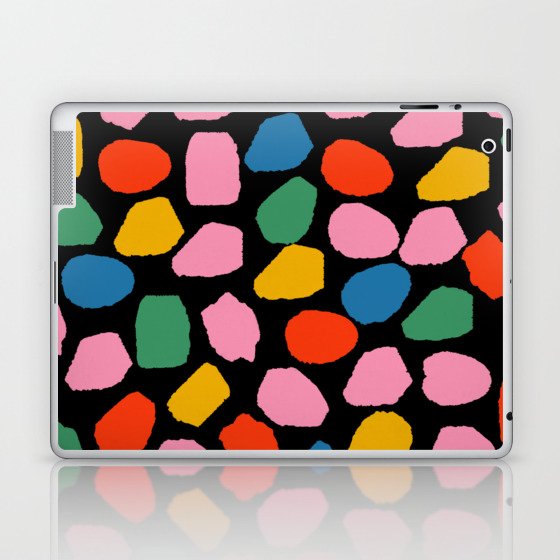 Ink Dots Colorful Mosaic Pattern in Rainbow Pop Colors on Black Laptop & iPad Skin