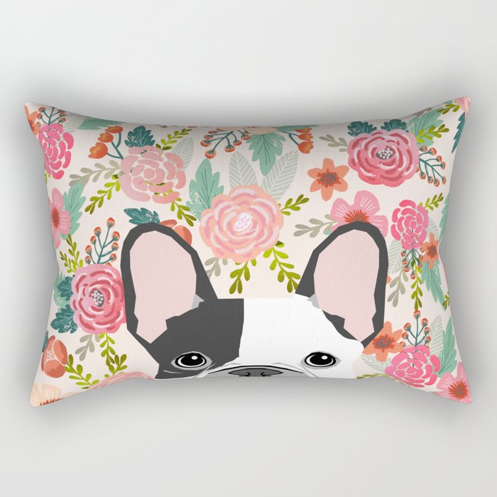 French Bulldog  floral dog head cute frenchies must have pure breed dog gifts Rectangular Pillow