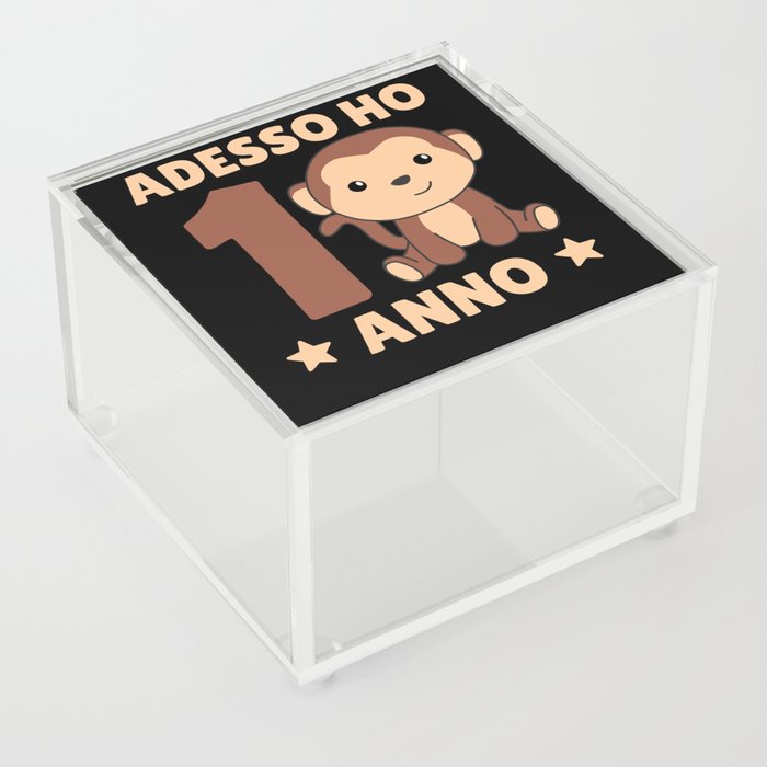 Children's 1st Birthday Monkey Adesso Ho 1 Anno Acrylic Box