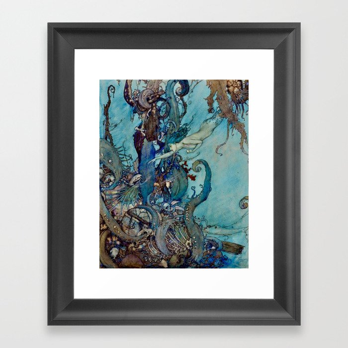 “Mermaid” by Edmund Dulac  Framed Art Print