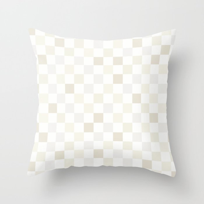 Checkerboard Check Pattern in Pale Light Neutral Beige White Tones Throw Pillow