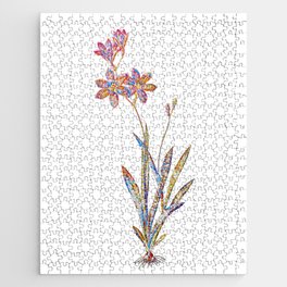 Floral Ixia Grandiflora Mosaic on White Jigsaw Puzzle