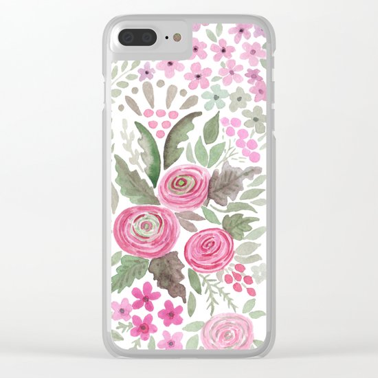 Watercolor . Pink summer . Clear iPhone Case