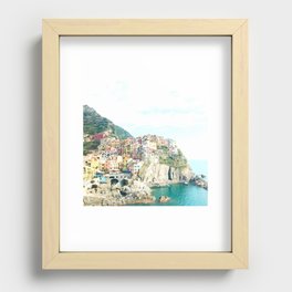 little houses on the hillside - Cinque Terre, Italy Recessed Framed Print