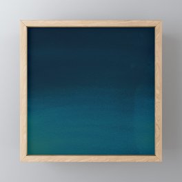 Navy blue teal hand painted watercolor paint ombre Framed Mini Art Print