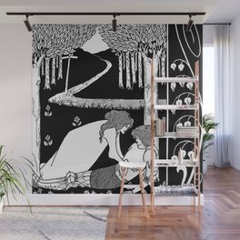 “How Sir Lancelot Was Discovered” by Aubrey Beardsley Wall Mural