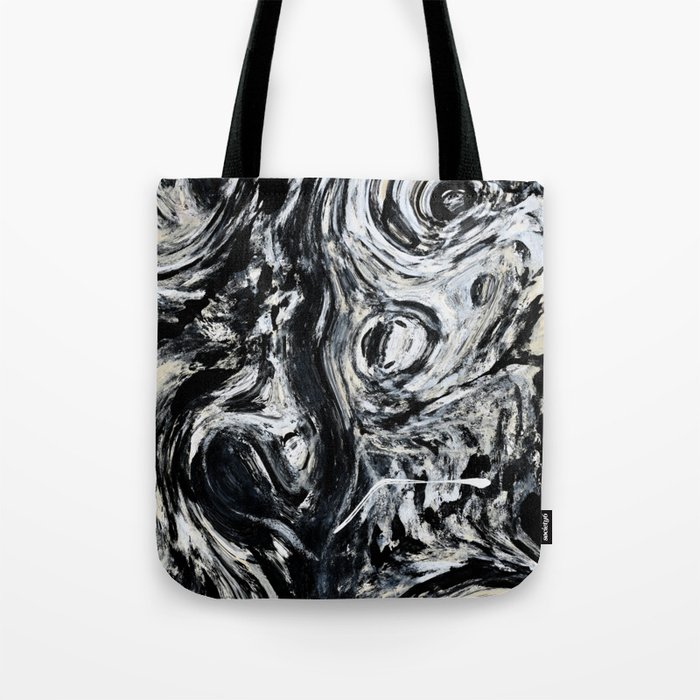 Velocity: A pretty abstract black and white painting by Alyssa Hamilton Art Tote Bag