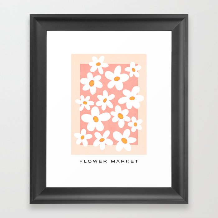 Daisies Flower market. Pink flower market Framed Art Print
