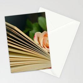 Books and roses color photograph wall home decor by 'Lil Beethoven Publishing for writer's room, office, bar, bedroom wall decor Stationery Card