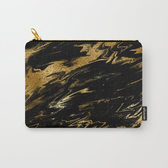 Luxury and sparkle gold glitter and black marble on #Society6 Carry-All Pouch