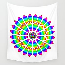 Psychedelic Rainbow Stained Glass Flower Mandala  Wall Tapestry