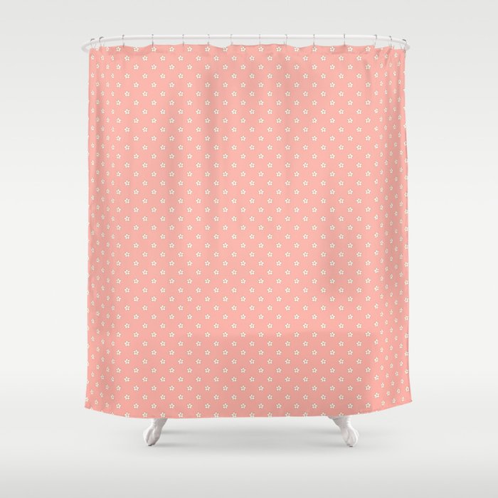 Polka flower dots Peach Bud Shower Curtain by Mia Valdez Society6
