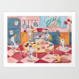 Seagulls' Breakfast Art Print