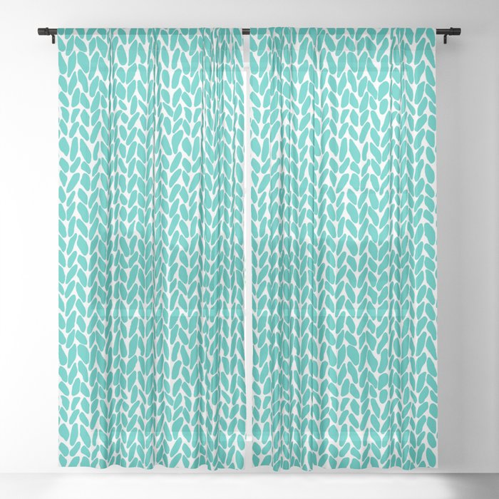 Hand Knit Aqua Sheer Curtain