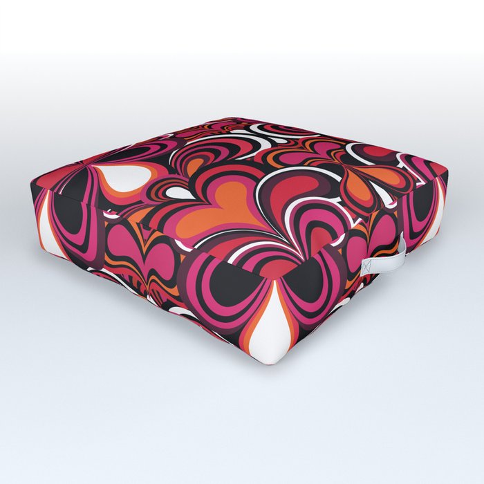 70s Retro Psychedelic pattern Pink Outdoor Floor Cushion
