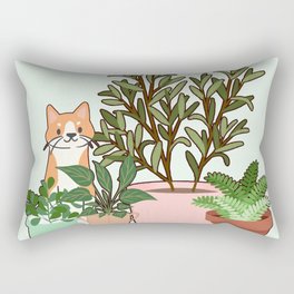 Cat and Plants Rectangular Pillow