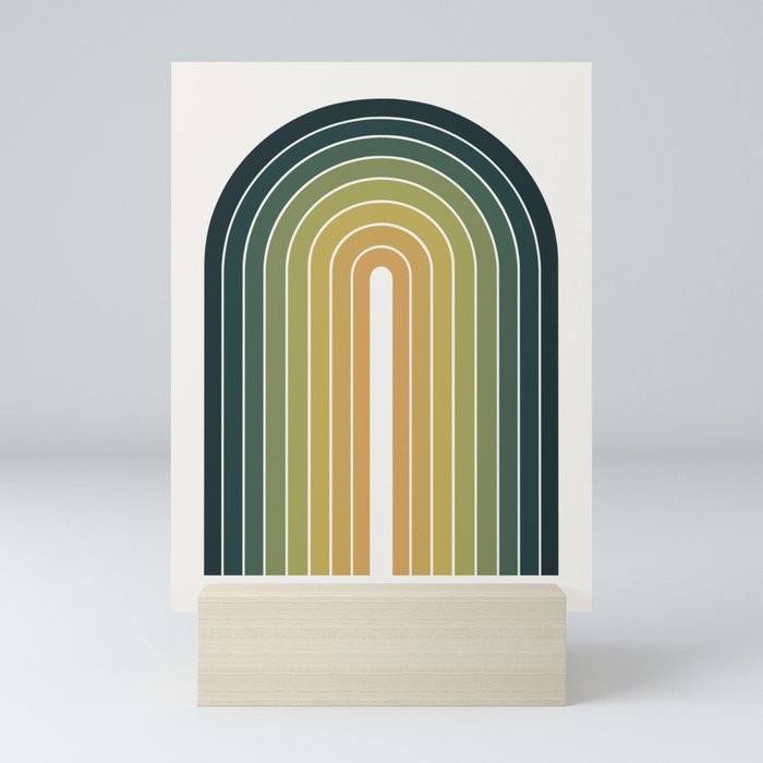 Gradient Arch XXVI Green Tones Mid Century Modern Rainbow Mini Art Print