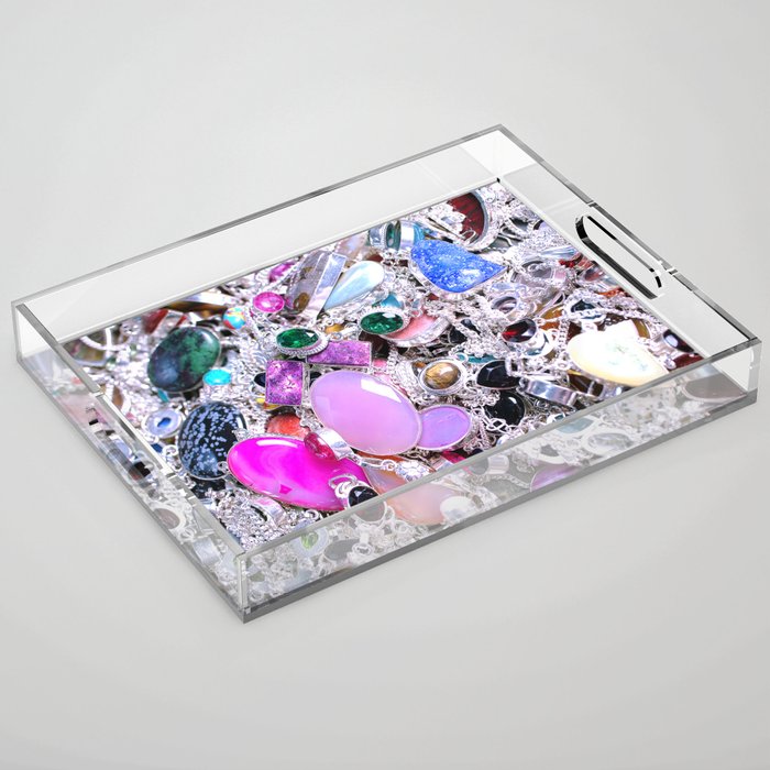 Assorted Silver Accessory Acrylic Tray