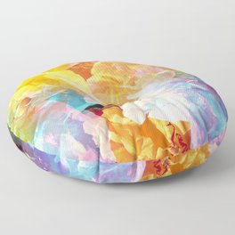 rainbow peony Floor Pillow