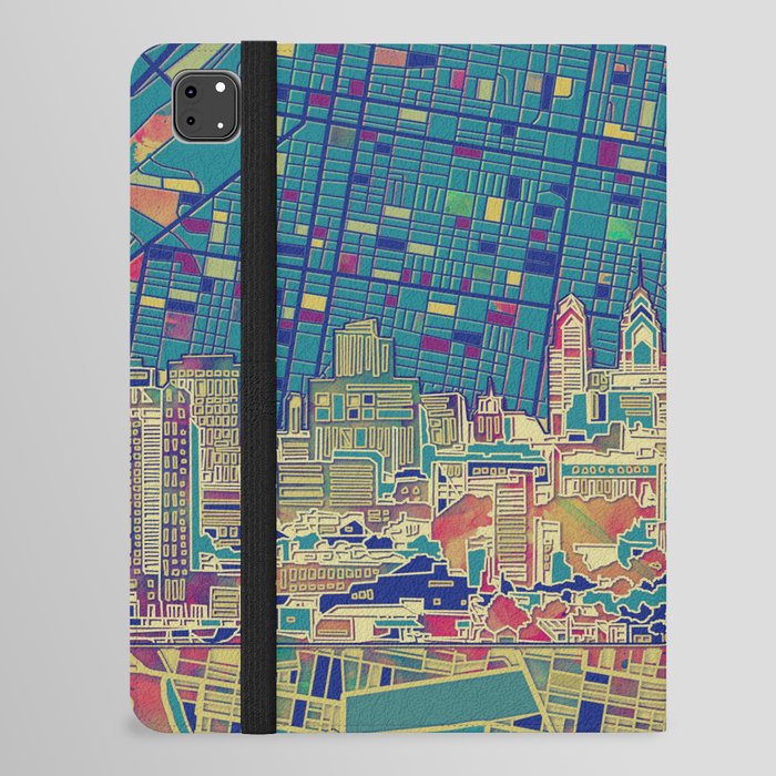 philadelphia city skyline map iPad Folio Case