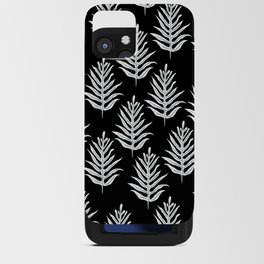 Modern Tropical Lau'ae -Monarch Fern Pattern on Black iPhone Card Case