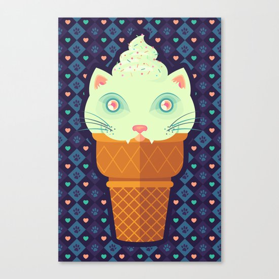 Strawberry-Mint Cat Canvas Print