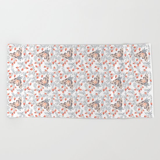 Pink Moth Beach Towel