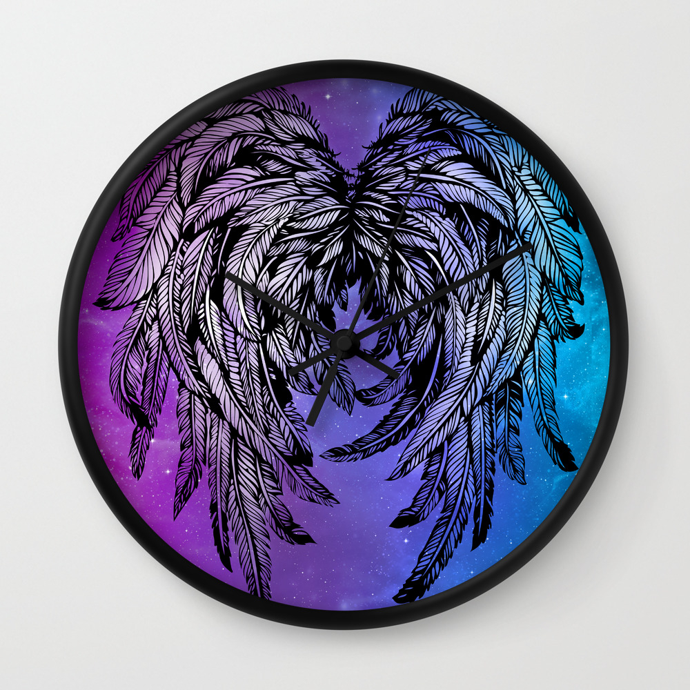 Wallpaper Galaxy Angel Wings Wall Clock By Madlove Society6 For iPhone