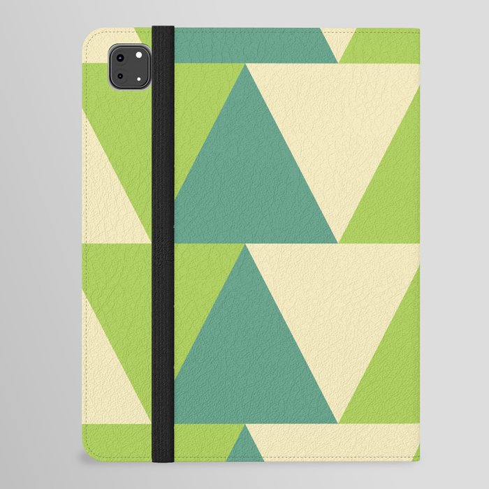 Moccasin, cadet blue, yellow green triangles iPad Folio Case