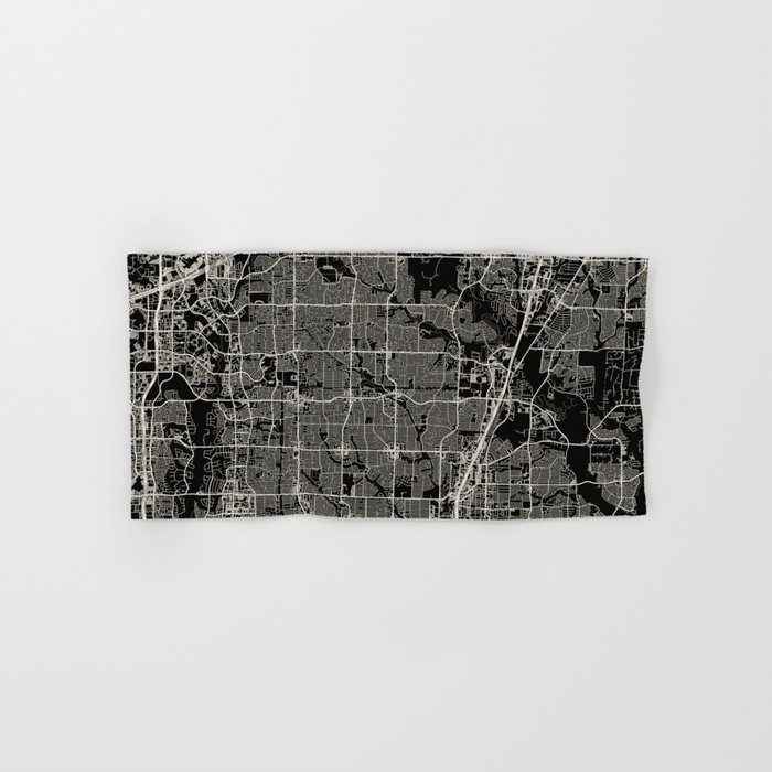 USA PLANO City Map - Black and White Hand & Bath Towel