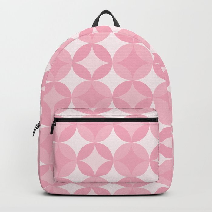 Pink Four Leaf circle tile geometric pattern. Digital Illustration background Backpack