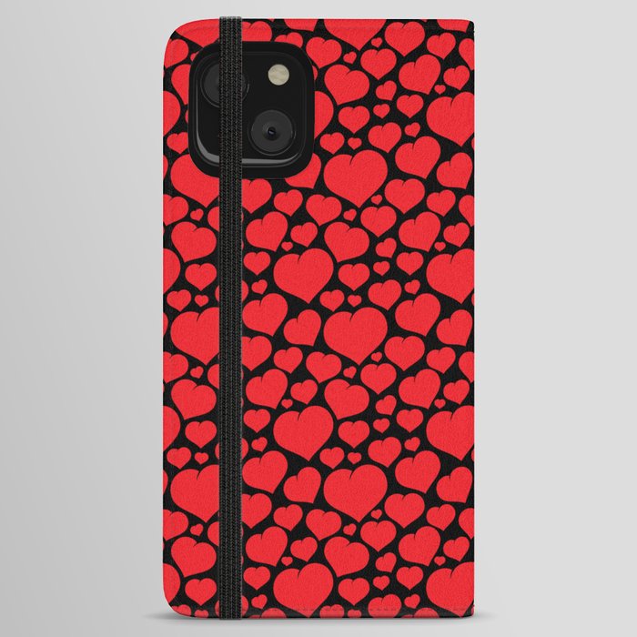 Red Heart On Black Collection iPhone Wallet Case