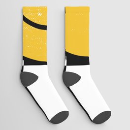 Smiley Face with Black and White Chessboard Background Socks
