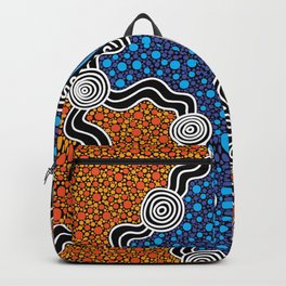 Authentic Aboriginal Art - 10 Backpack | Fashion, Graphicdesign, Aboriginal, Earth, Indigenous, Water, Blue, Naidoc, River, Aboriginalart 