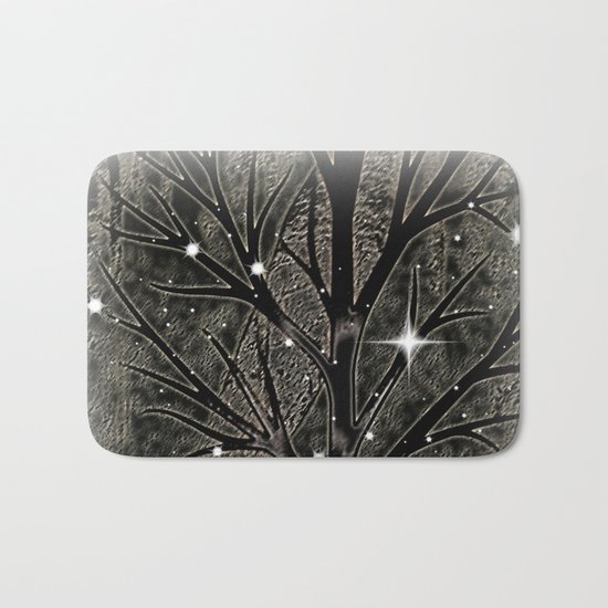 Black frozen winter sparkly night Bath Mat