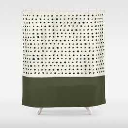 Olive Green x Stripes Shower Curtain