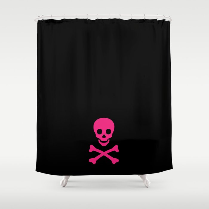 Skull Black Hot Pink Shower Curtain, Pink And Black Skull Shower Curtain