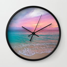 Aerial Photography Beautiful: Turquoise Sunset Relaxing, Peaceful, Coastal Seashore Wall Clock