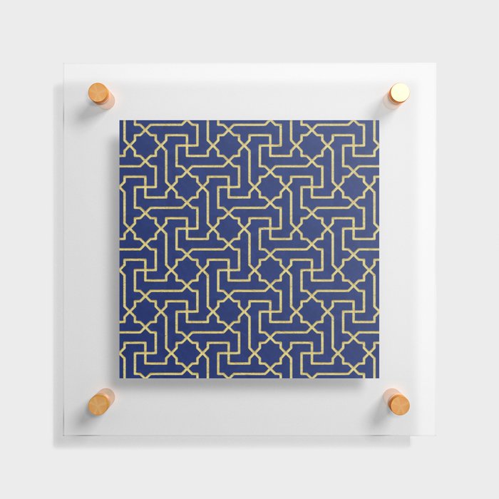 Navy Blue & Gold Moroccan Mosaic Pattern Floating Acrylic Print