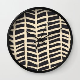 Contrasting Branches Doodle in Black and Cream Wall Clock