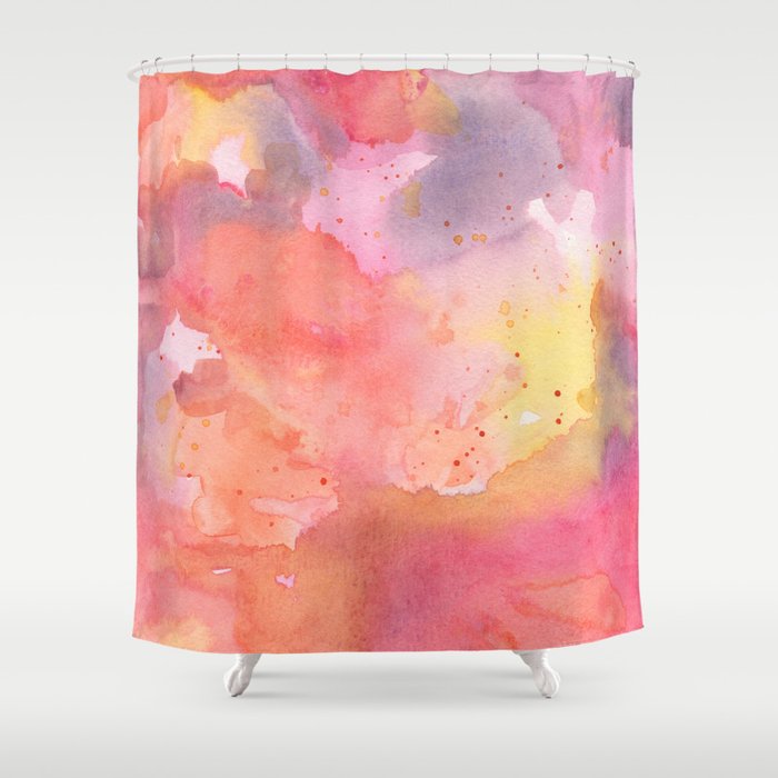 sunset color palette abstract watercolor painting shower curtain by