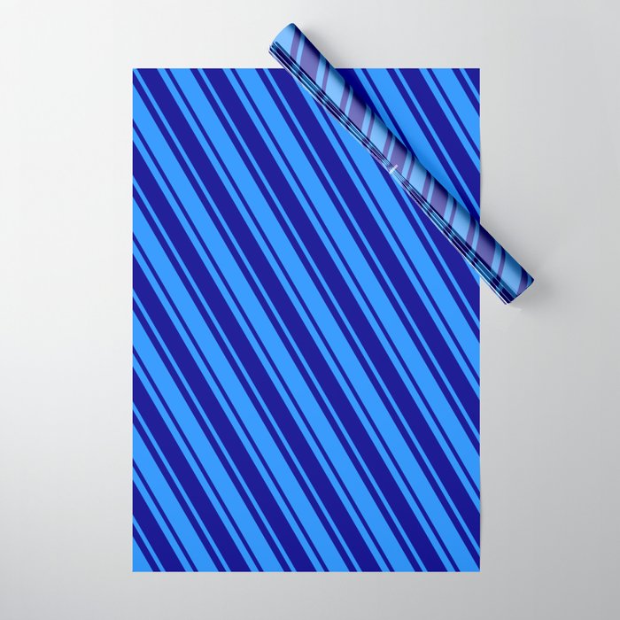 Dark Blue and Blue Colored Pattern of Stripes Wrapping Paper