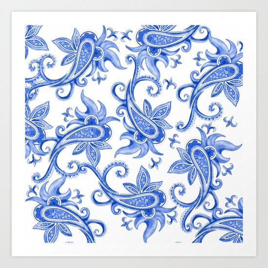 Paisley: Blue China Combo Art Print