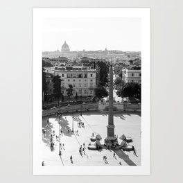 Piazza del Popolo, Roma, Italy || Travel photography Art Print in Black and White Art Print