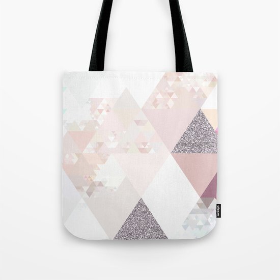Triangles in glittering Rose quartz - pink glitter triangle pattern Tote Bag