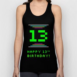 [ Thumbnail: 13th Birthday - Nerdy Geeky Pixelated 8-Bit Computing Graphics Inspired Look Tank Top ]