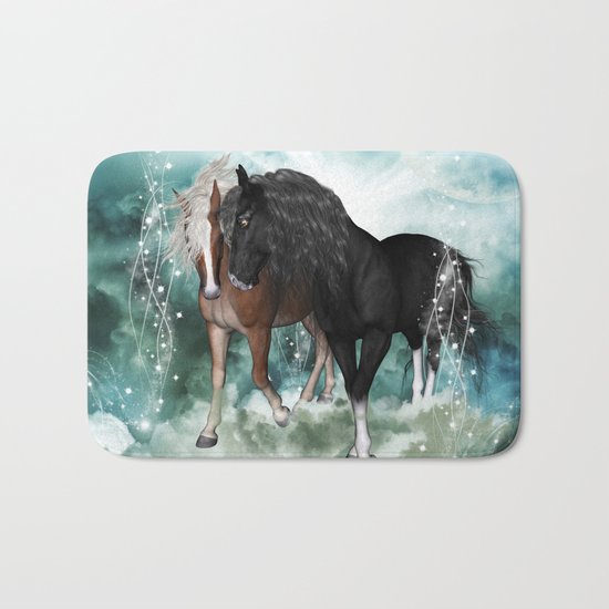 Wonderful couple horses Bath Mat