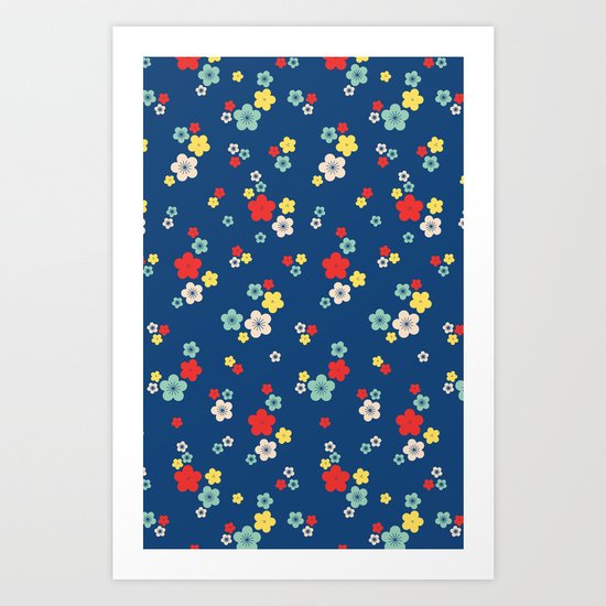 blossom ditsy in monaco blue Art Print