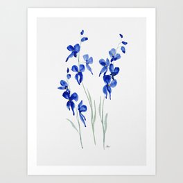 Blue Butterfly Blooms Art Print