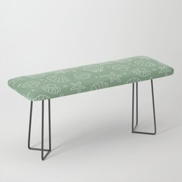 Seashell Pattern (white/sage green) Bench